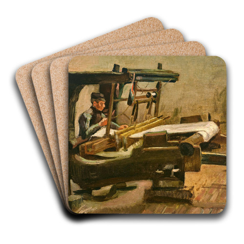 Wever naar rechts gekeerd (Weaver Facing Right) by Vincent van Gogh Art Drink Coaster set