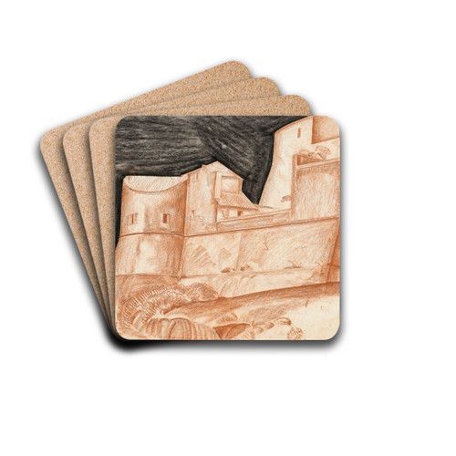 The House At Port-Cros by Alexandre Jacovleff Drink Coasters - set of 4 The House At Port-Cros by Alexandre Jacovleff Drink Coasters - set of 4