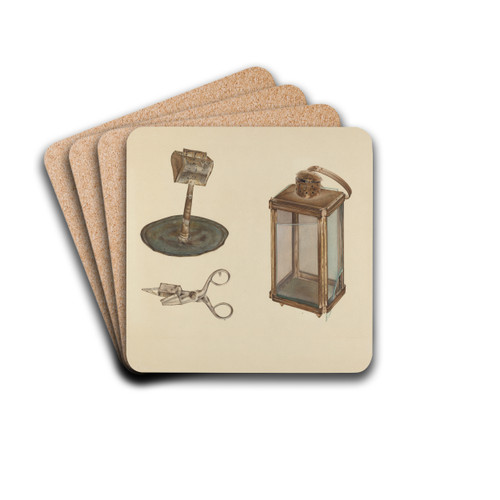 Zoar Candlestick, Snuffer and Lantern by Orville Cline Drink Coasters - set of 4