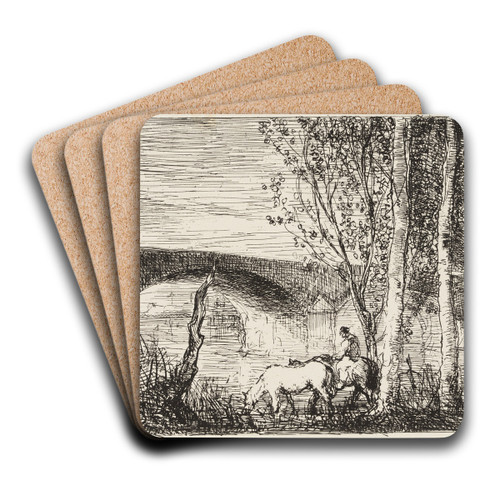Bridge by Charles Franois Daubigny Art Drink Coaster set