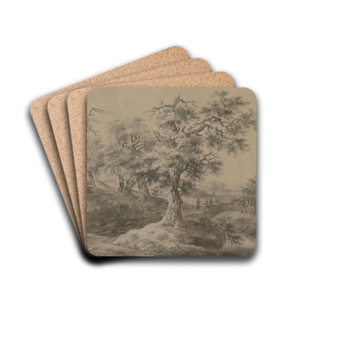 Eichenwald, am Weg eine rastende Familie by Johann Heinrich West Drink Coasters - set of 4