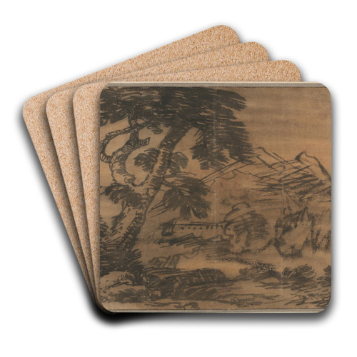 Tree and Distant Hills by Alexander Cozens Art Drink Coaster set