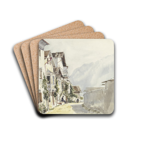 Street in Mhlbach by Friedrich Ernst Morgenstern Drink Coasters - set of 4