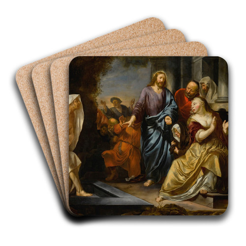 The Raising Of Lazarus by Hendrick Heerschop Art Drink Coaster set