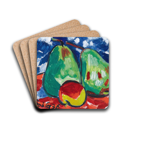 Two Apples And A Pear by Vclav pla Drink Coasters - set of 4 Two Apples And A Pear by Vclav pla Drink Coasters - set of 4