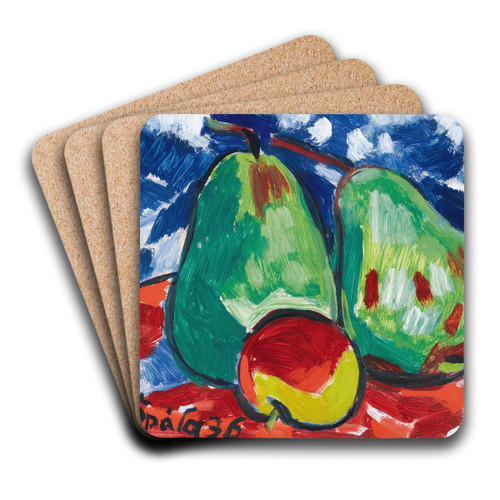 Two Apples And A Pear by Vclav pla Art Drink Coaster set Two Apples And A Pear by Vclav pla Art Drink Coaster set