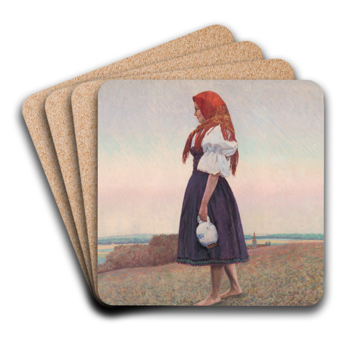 A girl with a jug by Ivan abota Art Drink Coaster set