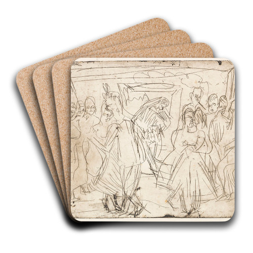 Bauerntanz in der Sennhtte by Ernst Ludwig Kirchner Art Drink Coaster set