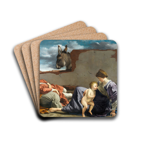 Rest On The Flight Into Egypt by Orazio Gentileschi Drink Coasters - set of 4