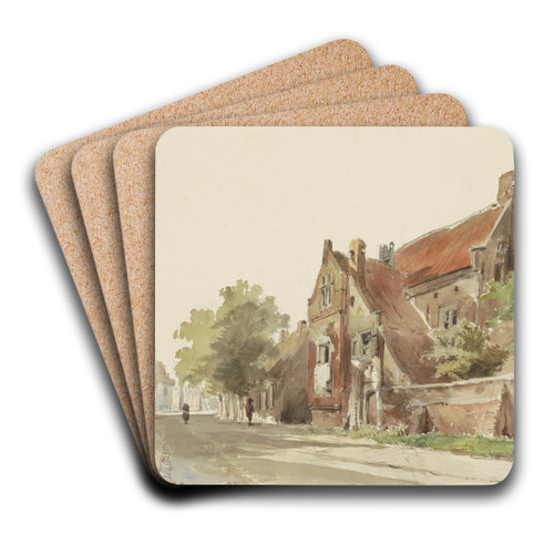 Het oude gasthuis te Hasselt by Cornelis Springer Art Drink Coaster set Het oude gasthuis te Hasselt by Cornelis Springer Art Drink Coaster set