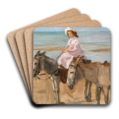 On Scheveningen beach by Isaac Israls Art Drink Coaster set