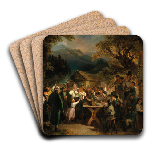 Celebrating the Winning Shooter by Eduard Swoboda Art Drink Coaster set