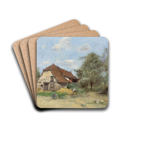 La Faucheur Prs De La Ferme by Paul Dsir Trouillebert Drink Coasters - set of 4