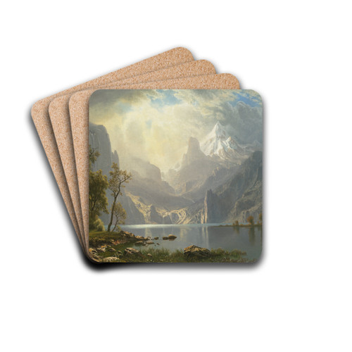 In the Sierras by Albert Bierstadt Drink Coasters - set of 4 In the Sierras by Albert Bierstadt Drink Coasters - set of 4
