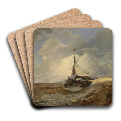 Fischerboot in Seenot by Andreas Achenbach Art Drink Coaster set