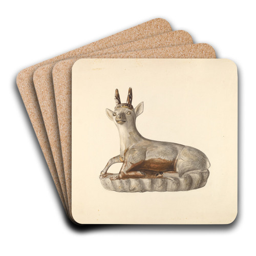 Deer Figurine by Mina Lowry Art Drink Coaster set