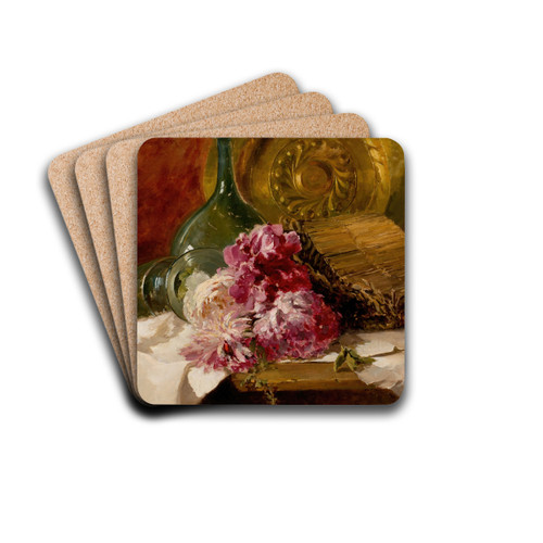 Still Life with Flowers and Glass by Ross Sterling Turner Drink Coasters - set of 4