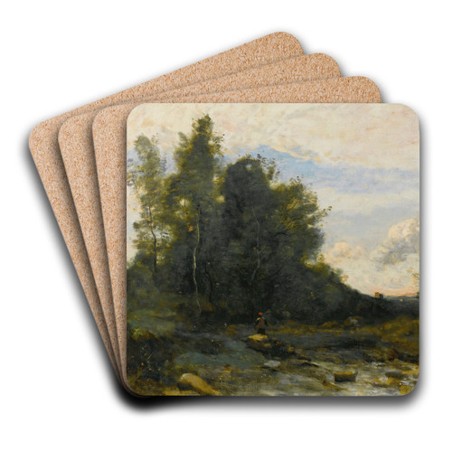 Le Torrent Pierreux (Crpuscule) by Jean-Baptiste-Camille Corot Art Drink Coaster set Le Torrent Pierreux (Crpuscule) by Jean-Baptiste-Camille Corot Art Drink Coaster set