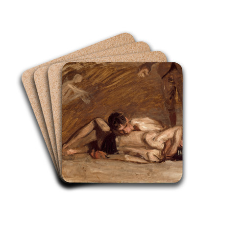 Wrestlers by Thomas Eakins Drink Coasters - set of 4
