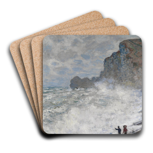 Rough weather at tretat by Claude Monet Art Drink Coaster set