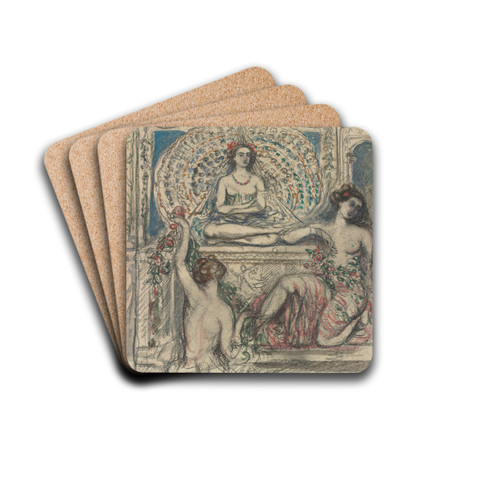 The Throne of the Peacock by Charles Conder Drink Coasters - set of 4 The Throne of the Peacock by Charles Conder Drink Coasters - set of 4