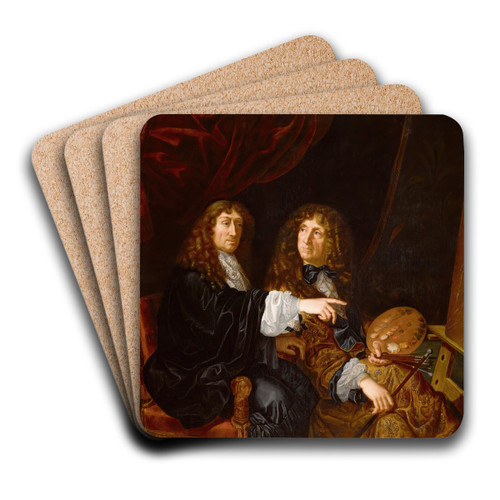 Double portrait of Henri and Charles Beaubrun by Follower of Martin Lambert Art Drink Coaster set