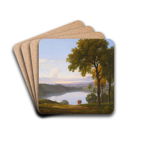 View Of Lake Nemi by Nicolas-Didier Boguet Drink Coasters - set of 4 View Of Lake Nemi by Nicolas-Didier Boguet Drink Coasters - set of 4