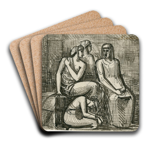 Vier zittende vrouwenfiguren by David Humbert de Superville Art Drink Coaster set Vier zittende vrouwenfiguren by David Humbert de Superville Art Drink Coaster set