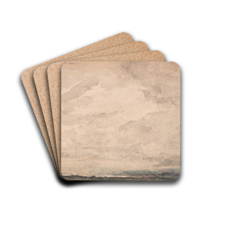 Regnerischer Himmel ber einer Seelandschaft by Albert Anker Drink Coasters - set of 4 Regnerischer Himmel ber einer Seelandschaft by Albert Anker Drink Coasters - set of 4