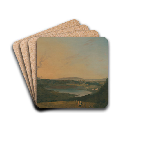 Lago d'Agnano with Vesuvius in the distance by Richard Wilson Drink Coasters - set of 4 Lago d'Agnano with Vesuvius in the distance by Richard Wilson Drink Coasters - set of 4