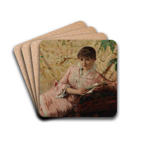 Reading Parisienne by Albert Edelfelt Drink Coasters - set of 4