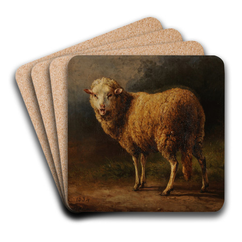 Mouton blant by Jacques-Raymond Brascassat Art Drink Coaster set