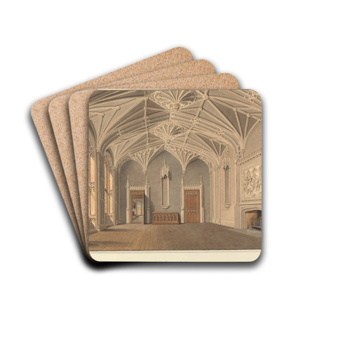 The Hall of Blithfield by John Buckler Drink Coasters - set of 4 The Hall of Blithfield by John Buckler Drink Coasters - set of 4