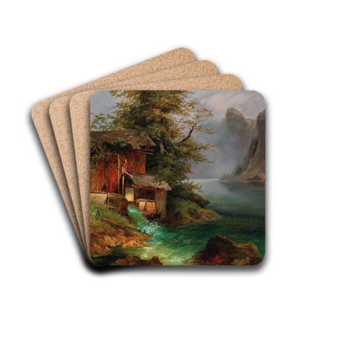 Mill On Lake Hallstatt by Franz Steinfeld Drink Coasters - set of 4