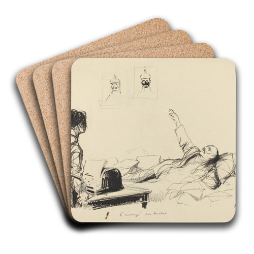 A Versailles. L'envoye des boches by Jean-Louis Forain Art Drink Coaster set