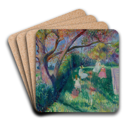 The Swing by William James Glackens Art Drink Coaster set