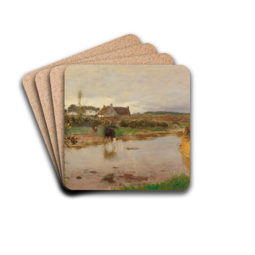 Flusslandschaft mit Khen by Eugen Jettel Drink Coasters - set of 4