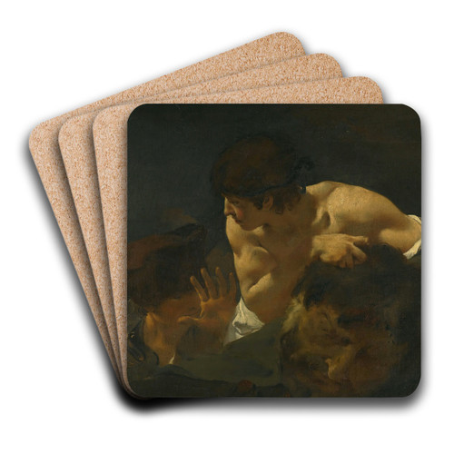 David And Goliath by Giovanni Battista Piazzetta Art Drink Coaster set