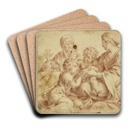 Madonna and Child with Saints Elizabeth and John the Baptist by Annibale Carracci Art Drink Coaster set
