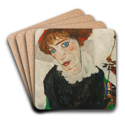 Portrait Of Wally Neuzil by Egon Schiele Art Drink Coaster set