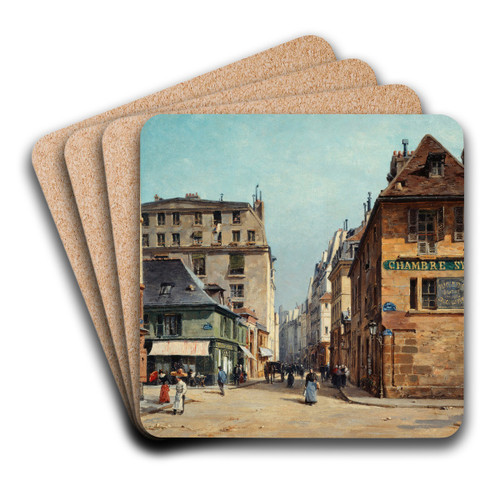 La Rue Saint-Paul by Paul-Joseph-Victor Dargaud Art Drink Coaster set