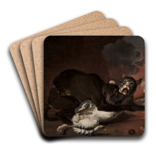 The Monkey and the Cat by Abraham Hondius Art Drink Coaster set
