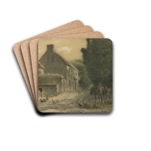 Farm House at Gruchy by Jean-Franois Millet Drink Coasters - set of 4