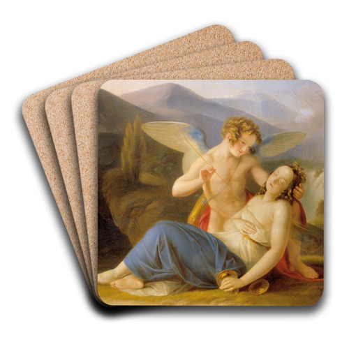 Psyche wird durch Amors Pfeil aus der Ohnmacht erweckt by Karl Joseph Aloys Agricola Art Drink Coaster set