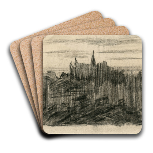 Gezicht op een kasteel bij nacht by Theo van Hoytema Art Drink Coaster set