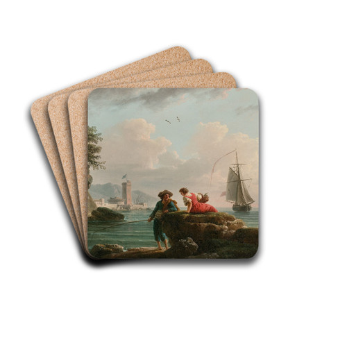 Pcheurs sur un rivage mditerranen by Joseph Vernet Drink Coasters - set of 4 Pcheurs sur un rivage mditerranen by Joseph Vernet Drink Coasters - set of 4