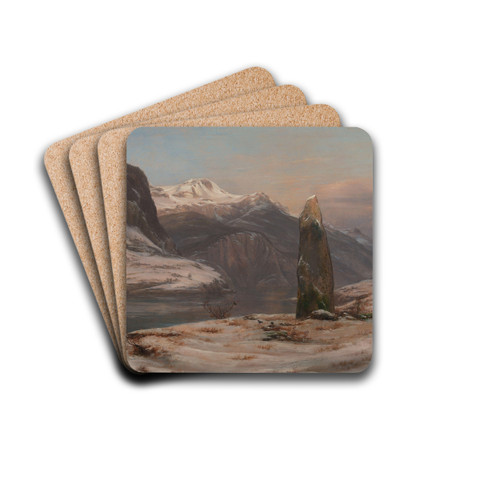 Winter at the Sognefjord by Johan Christian Dahl Drink Coasters - set of 4