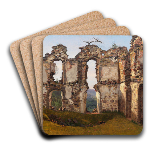 The Ruins of Brahehus near Jnkping, Sweden. Study by Frederik Sdring Art Drink Coaster set
