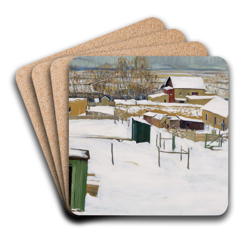 Taos in the Snow by Walter Ufer Art Drink Coaster set