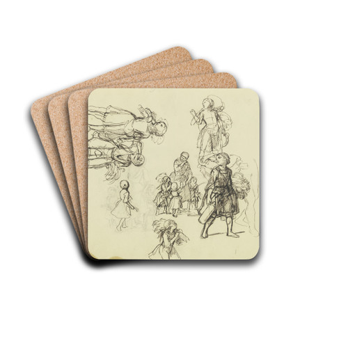 Study sheet; Children by Jakob Becker Drink Coasters - set of 4
